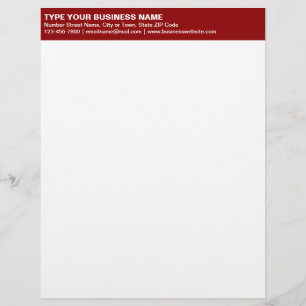 Left Aligned Plain Texts on Red Heading of Letterhead