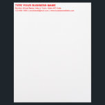 Left Aligned Red Plain Texts Heading of Letterhead<br><div class="desc">Simple and plain texts designs are often easy to understand and remember. Plain texts design heading of letterhead that you can customize to advertise your business or to promote your brand name to customers or clients. Customizable office supply that you can use to build brand name awareness. Design on the...</div>