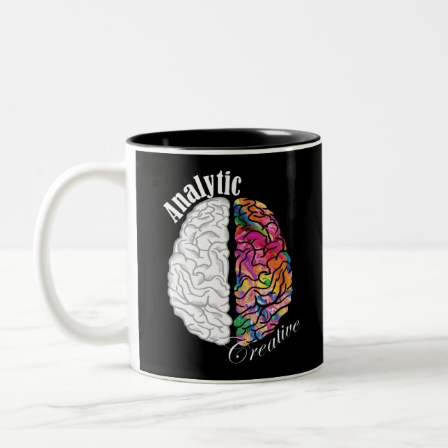 Left and Right Brain - Analytic and Creative Two-Tone Coffee Mug (Left)