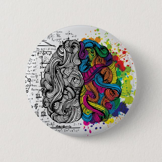 Left and right brain pinback button (Front)