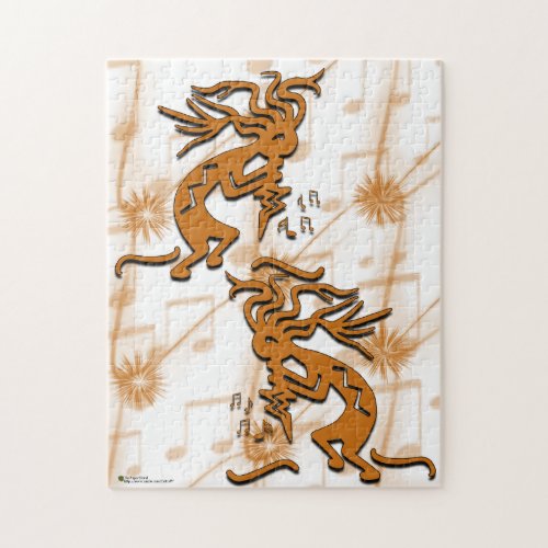 Left and Right Facing Kokopelli Musician Jigsaw Puzzle