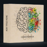 Left And Right Human Brain Personalize 3 Ring Binder<br><div class="desc">A comparison of the Left right human brain concept. Ready to be personalized. Just add your name and initials for a modern monogram. Creative part and logic part with social and business doodle sketch mathematics calculations and abstract art paint. The brain and mind psychology idea drawing illustration design. The brain...</div>