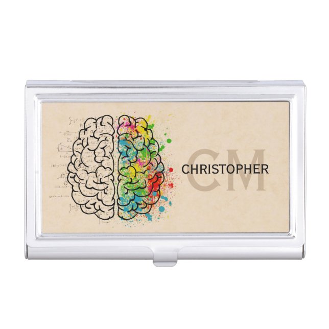 Left And Right Human Brain Personalize Business Card Case (Front)