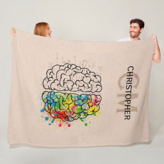 Left And Right Human Brain Personalize Fleece Blanket