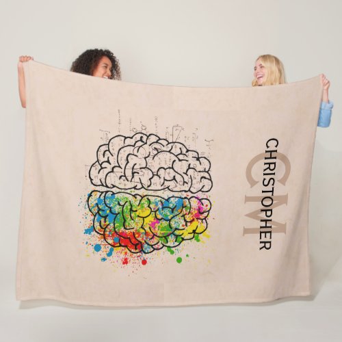 Left And Right Human Brain Personalize Fleece Blanket