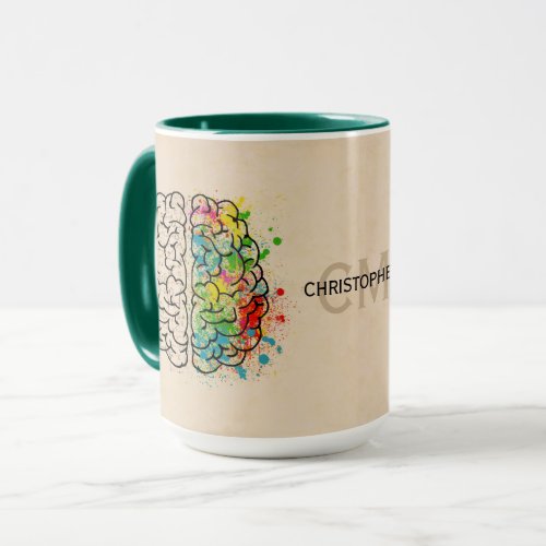 Left And Right Human Brain Personalize Green Mug