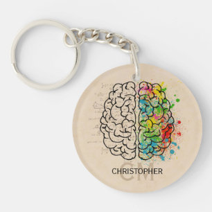 Left And Right Human Brain Personalize Keychain