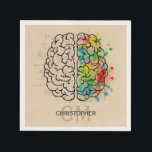 Left And Right Human Brain Personalize Napkins<br><div class="desc">A comparison of the Left right human brain concept. Ready to be personalized. Just add your name and initials for a modern monogram. Creative part and logic part with social and business doodle sketch mathematics calculations and abstract art paint. The brain and mind psychology idea drawing illustration design. The brain...</div>