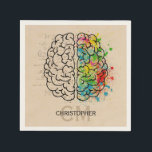 Left And Right Human Brain Personalize Napkins<br><div class="desc">A comparison of the Left right human brain concept. Ready to be personalized. Just add your name and initials for a modern monogram. Creative part and logic part with social and business doodle sketch mathematics calculations and abstract art paint. The brain and mind psychology idea drawing illustration design. The brain...</div>