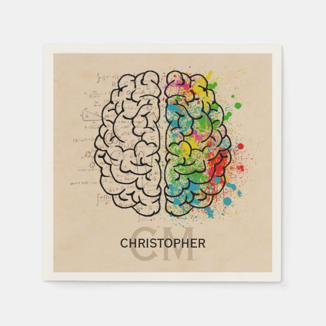 Left And Right Human Brain Personalize Napkins (Front)
