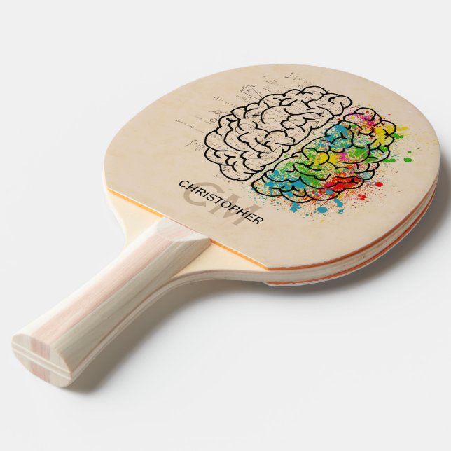Left And Right Human Brain Personalize Ping Pong Paddle (Front Angle)