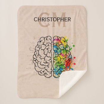 Left And Right Human Brain Personalize Sherpa Blanket by ironydesignphotos at Zazzle