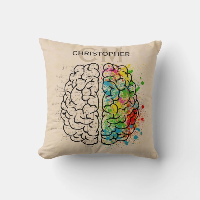 Left And Right Human Brain Personalize Throw Pillow (Front)