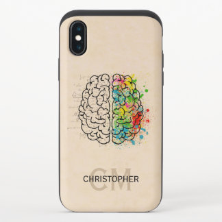Left And Right Human Brain Personalize iPhone XS Slider Case