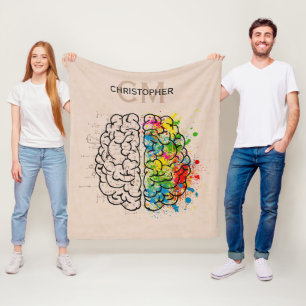 Left And Right Human Brain Personalized Fleece Blanket