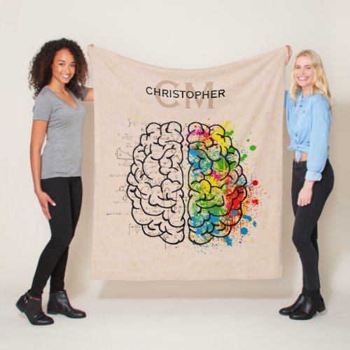 Left And Right Human Brain Personalized Fleece Blanket