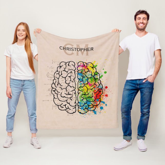 Left And Right Human Brain Personalized Fleece Blanket (In Situ)