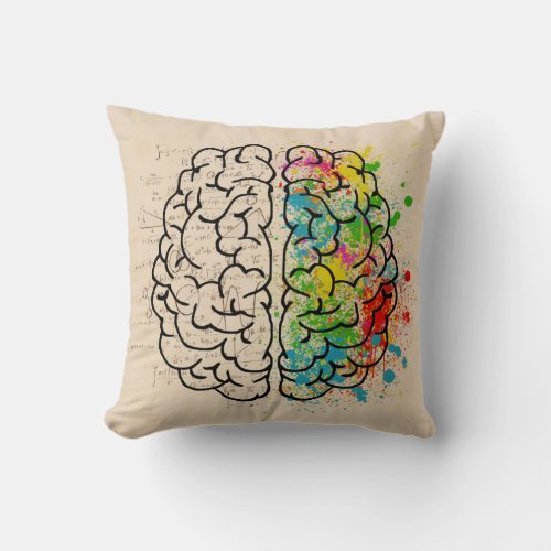 Left And Right Human Brain Throw Pillow