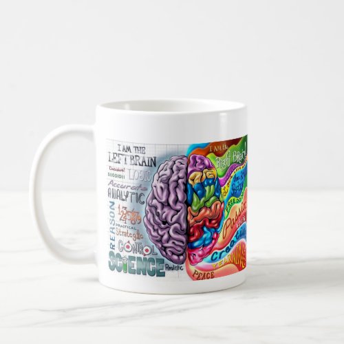 Left and right side of the brain coffee mug