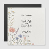 Left Border Wildflower Save The Date Magnet (Front/Back)