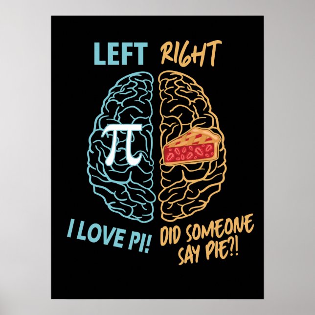 Left Brain Right Brain Funny Pi Poster (Front)