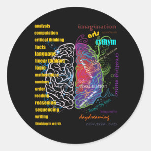 Left Brain Right Brain Hemispheres Classic Round Sticker