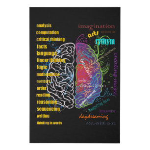Left Brain Right Brain Hemispheres Faux Canvas Print