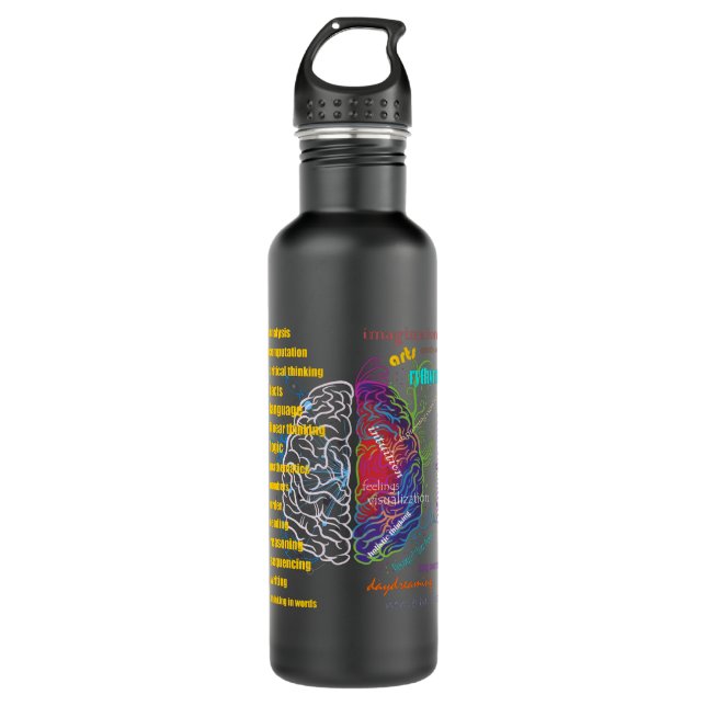 Left Brain Right Brain Hemispheres Stainless Steel Water Bottle (Front)