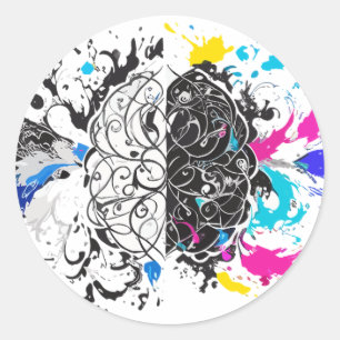 Left Brain vs Right Brain Creative Artwork Classic Round Sticker