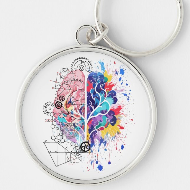 Left Brain vs Right Brain Creative Artwork Keychain (Front)