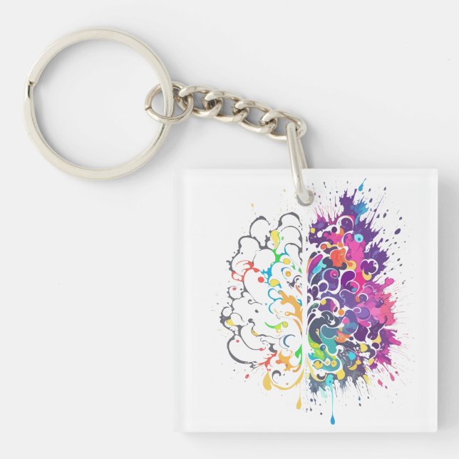 Left Brain vs Right Brain Creative Artwork Keychain (Front)
