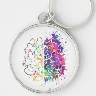 Left Brain vs Right Brain Creative Artwork Keychain