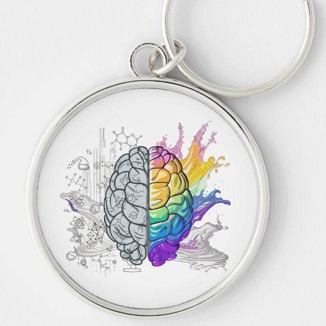 Left Brain vs Right Brain Creative Artwork Keychain (Front)