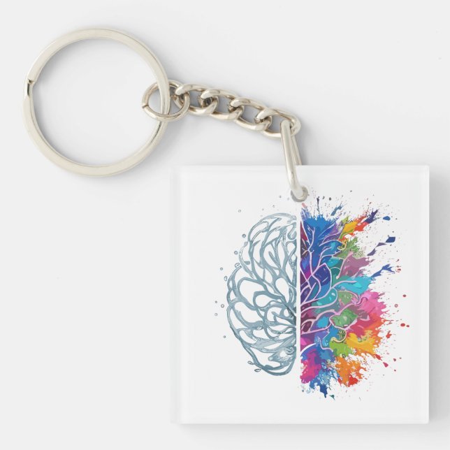 Left Brain vs Right Brain Creative Artwork Keychain (Front)