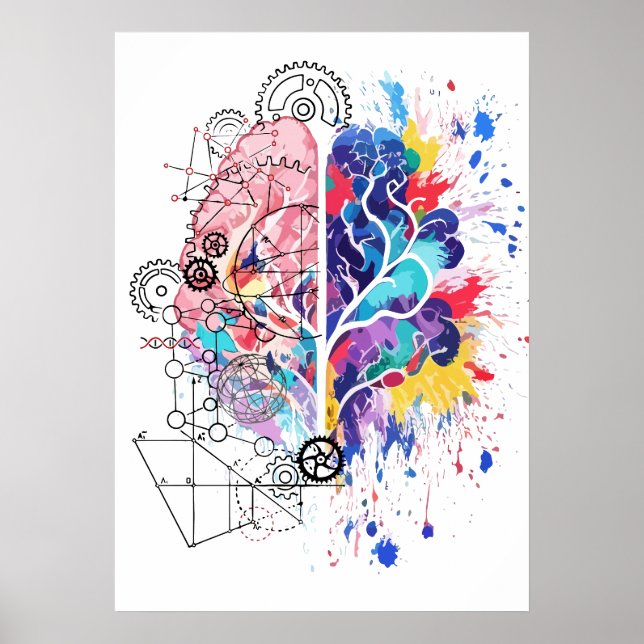 Left Brain vs Right Brain Creative Artwork Poster (Front)