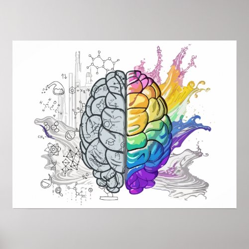 Left Brain vs Right Brain Creative Artwork Poster