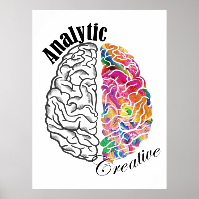 Left Brained Right Brained Analytic Creative Brain Poster (Front)