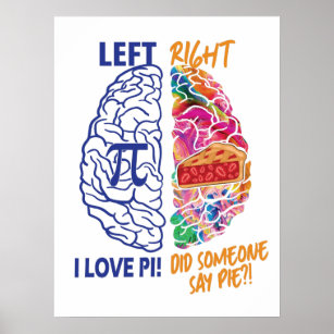 Left Brained Right Brained Funny Pi Poster