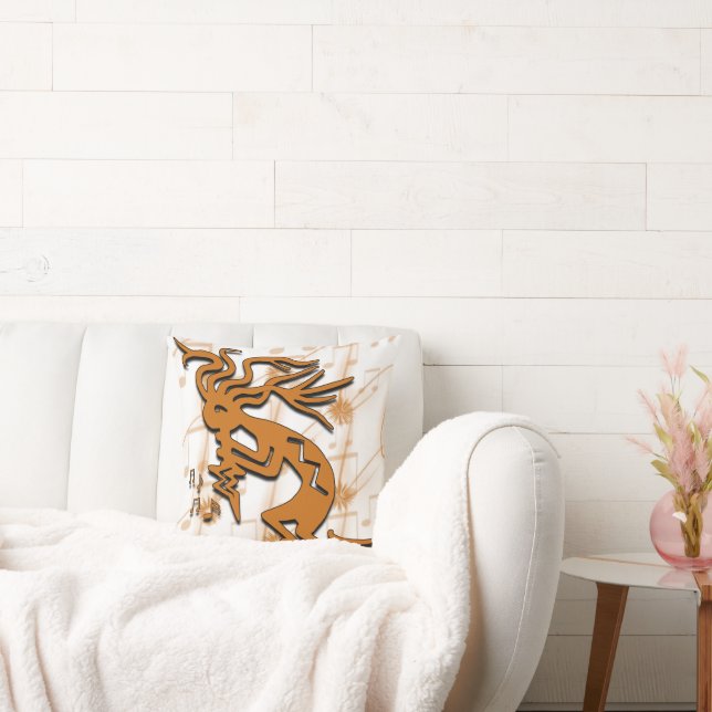 Left Facing Kokopelli Musician Throw Pillow (Couch)