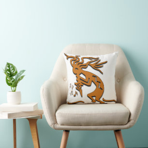Left Facing Kokopelli Musician Throw Pillow
