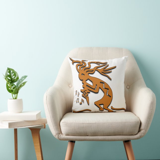 Left Facing Kokopelli Musician Throw Pillow (Chair)