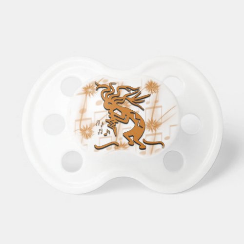 Left Facing Kokopelli Musician With Musical Notes Pacifier