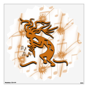 Left Facing Kokopelli Musician With Musical Notes Wall Decal