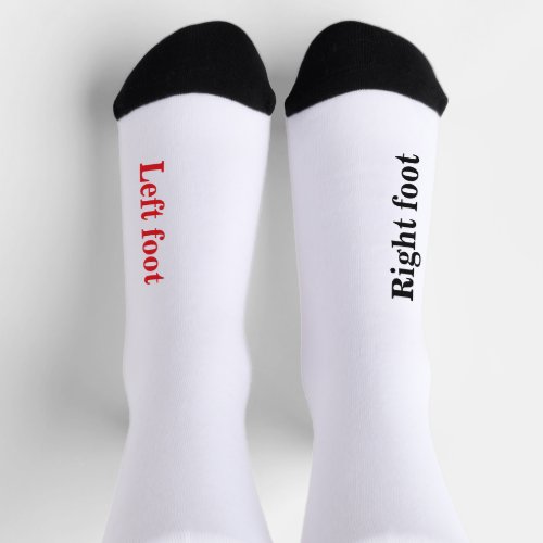 Left Foot and Right Foot Red Black White Socks