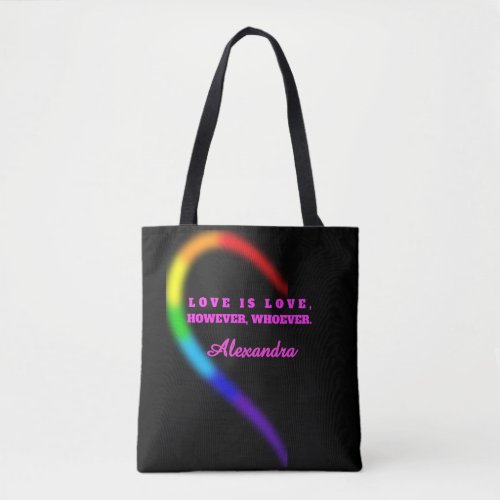 Left Half Matching Couple Pride Heart Custom Name  Tote Bag