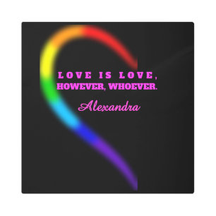 LEFT HALF - Matching Couples Neon Rainbow Heart Cu Metal Print