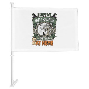 Left Halloween Costume Home Tree Cat Pumpkins_1 Car Flag