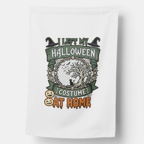 Left Halloween Costume Home Tree Cat Pumpkins_1 House Flag