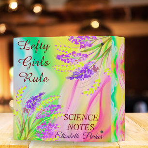 Left-Handed Floral Abstract Name School Supply  3 Ring Binder