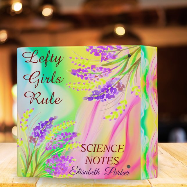Left-Handed Floral Abstract Name School Supply  3 Ring Binder (Creator Uploaded)